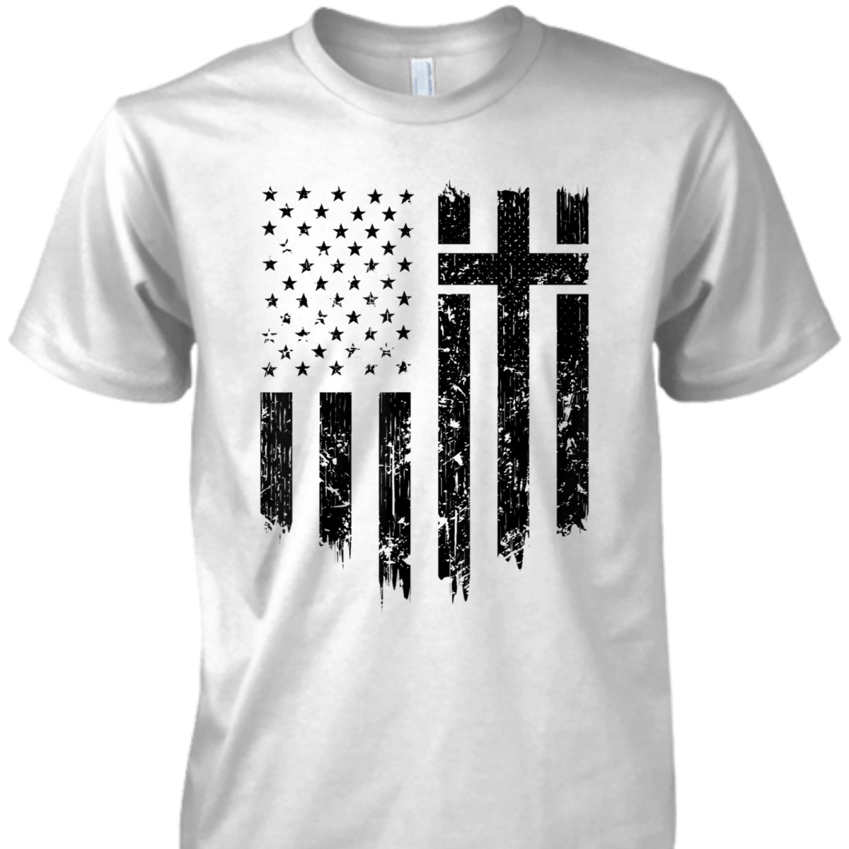 Vintage Distressed USA Flag 4th Of July Independence Day T-Shirt With Christian Cross Vintage Distressed USA Flag 4th Of July Independence Day T-Shirt With Christian Cross