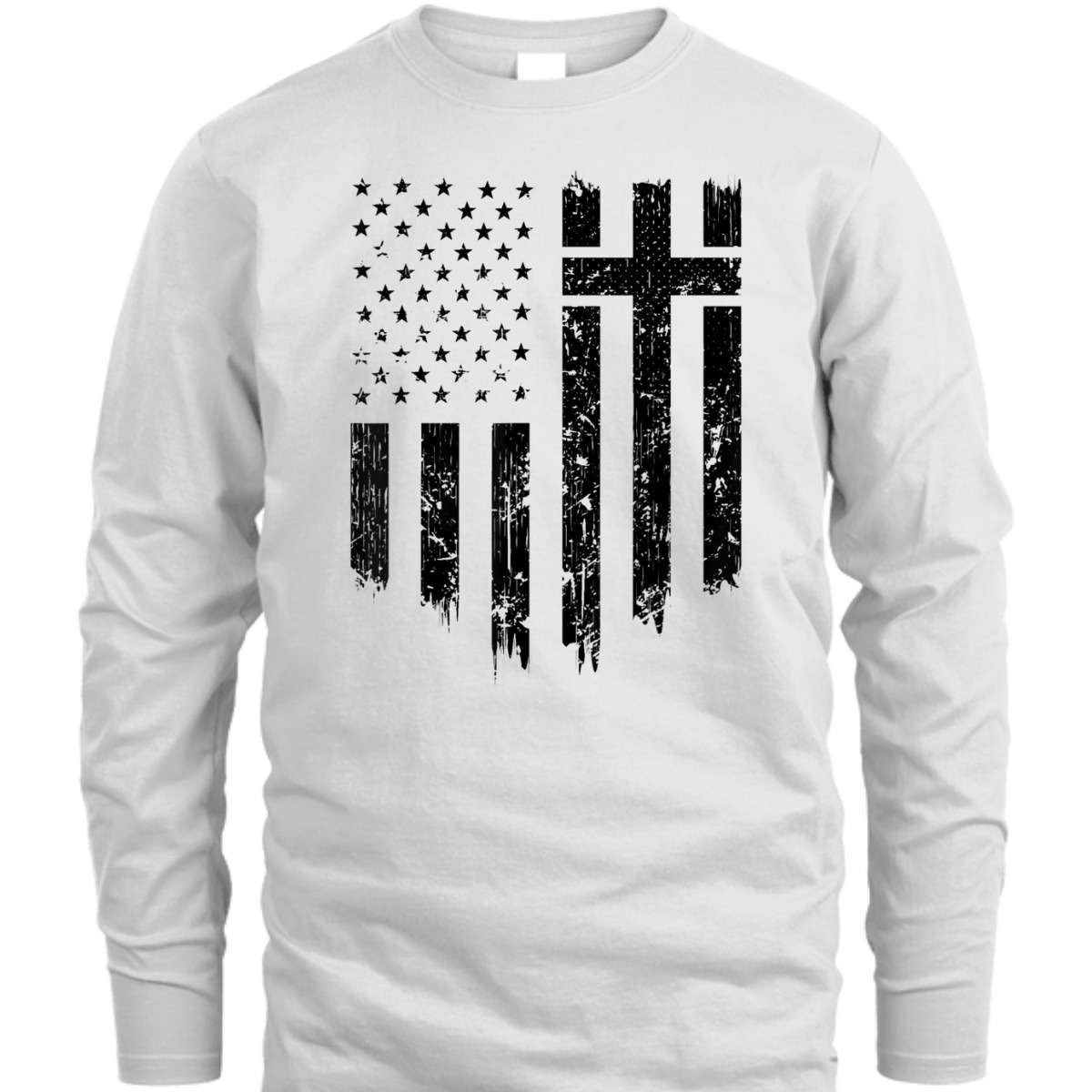 Vintage Distressed USA Flag 4th Of July Independence Day T-Shirt With Christian Cross Vintage Distressed USA Flag 4th Of July Independence Day T-Shirt With Christian Cross