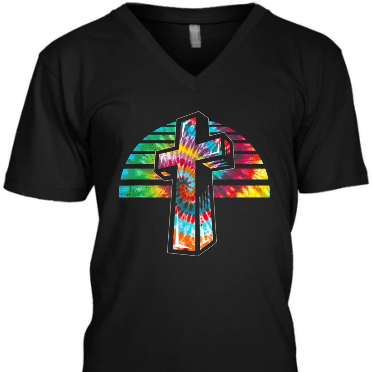 Jesus Christian Cross Tie Dye Rainbow Religious T-Shirt