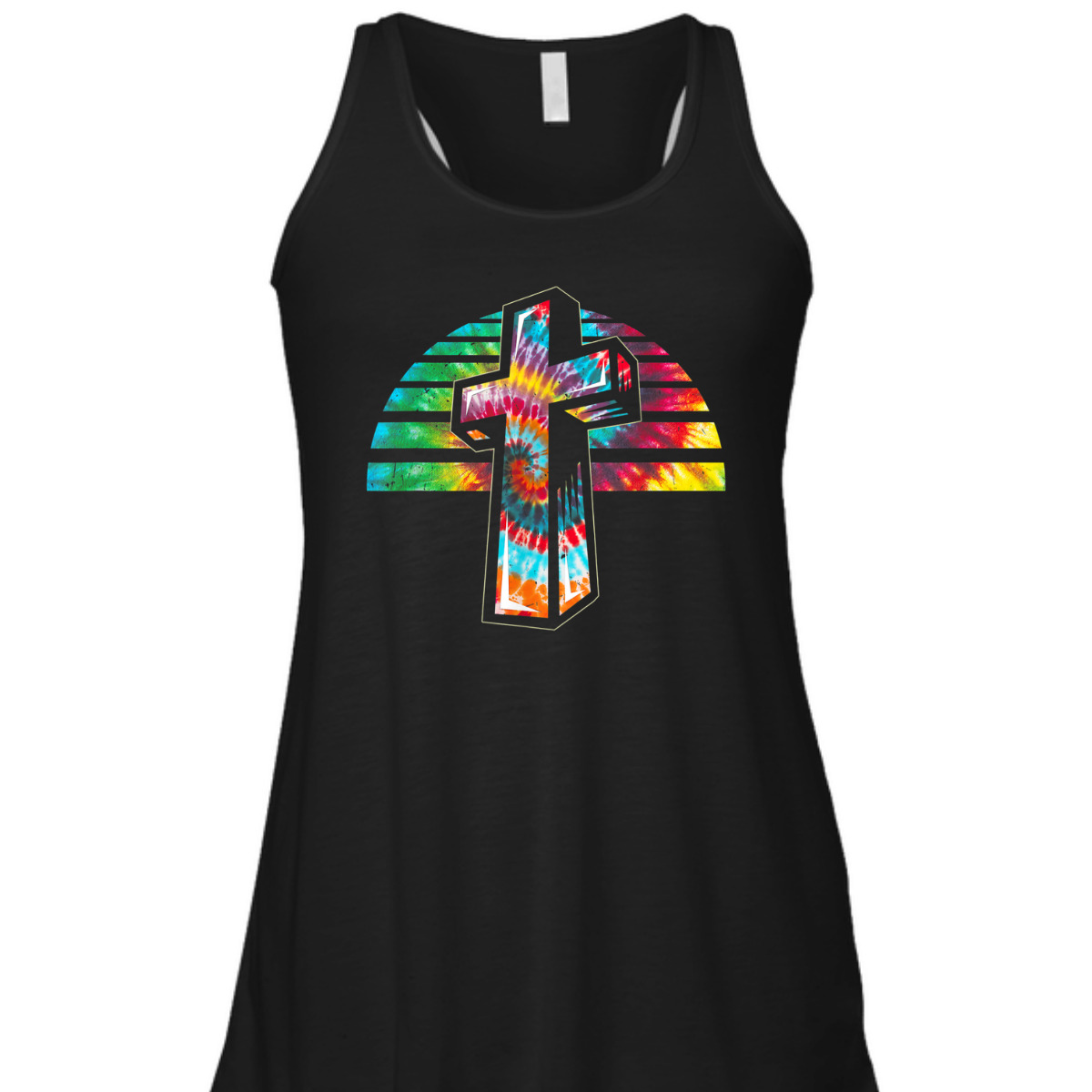 Jesus Christian Cross Tie Dye Rainbow Religious T-Shirt