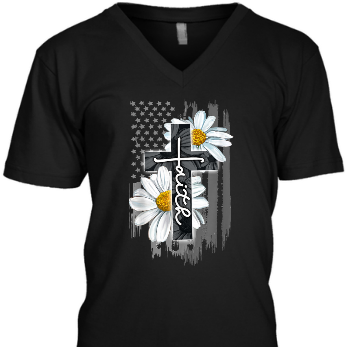 Faith American Flag Daisy Christian Faith Jesus God Lover T-Shirt Faith American Flag Daisy Christian Faith Jesus God Lover T-Shirt