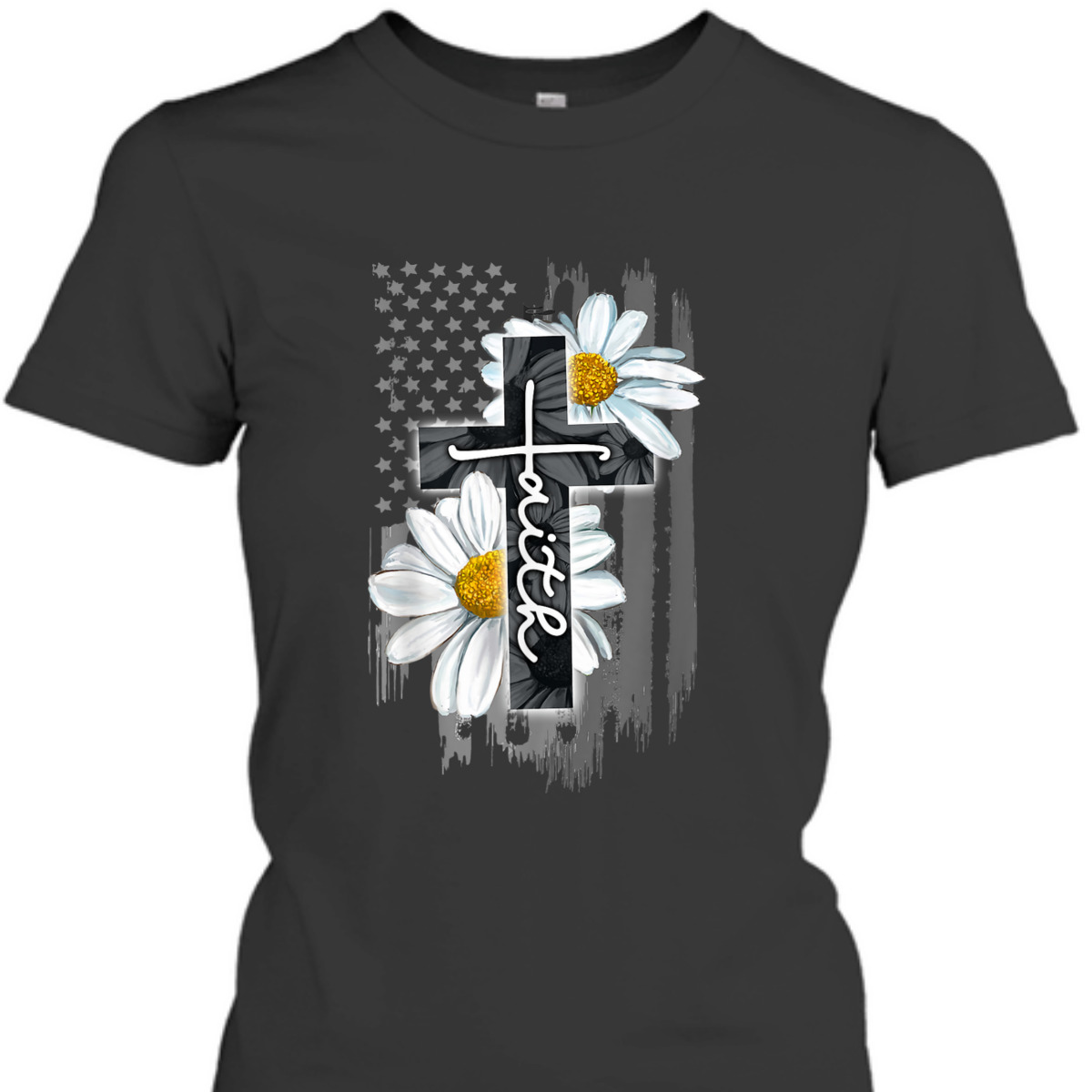 Faith American Flag Daisy Christian Faith Jesus God Lover T-Shirt Faith American Flag Daisy Christian Faith Jesus God Lover T-Shirt