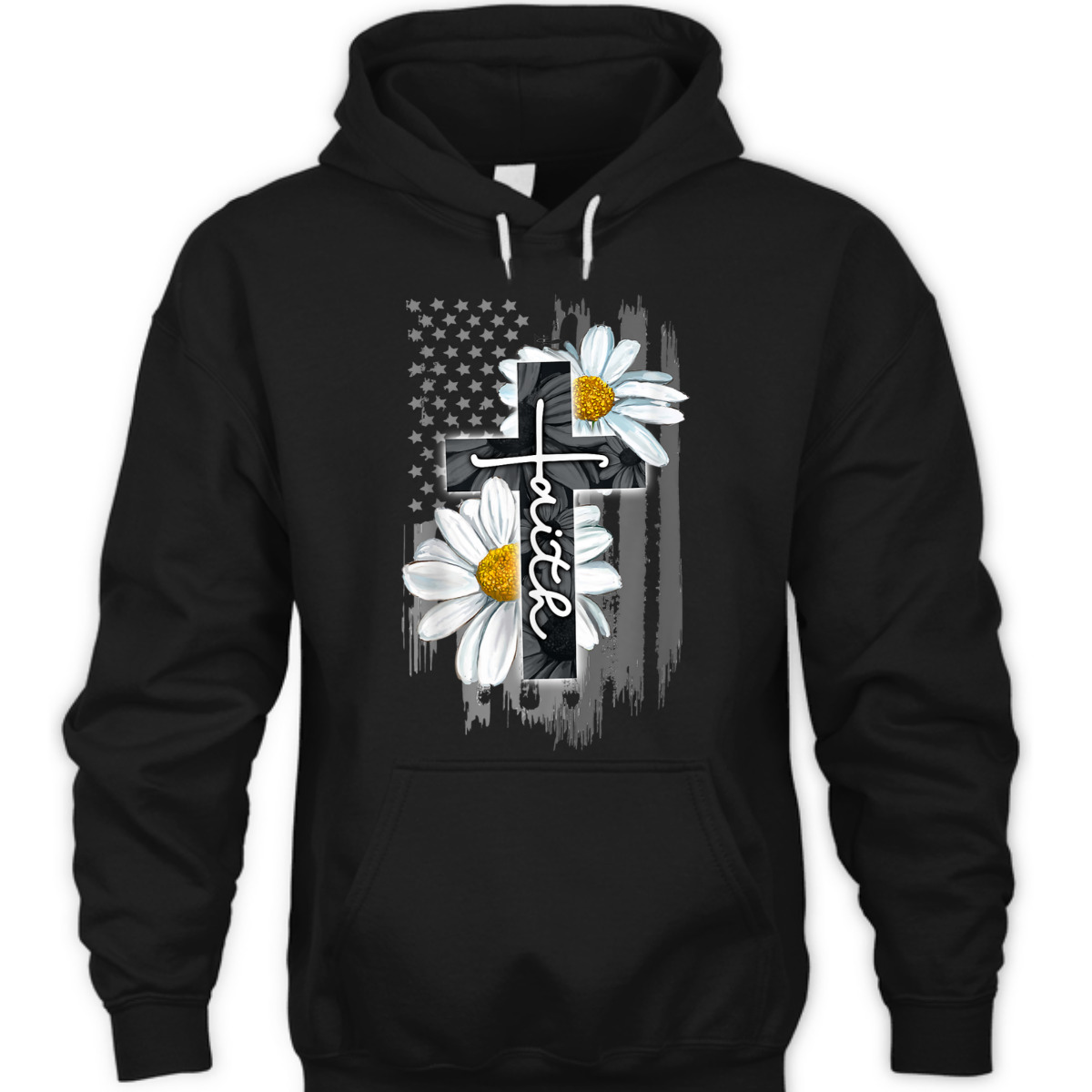 Faith American Flag Daisy Christian Faith Jesus God Lover T-Shirt