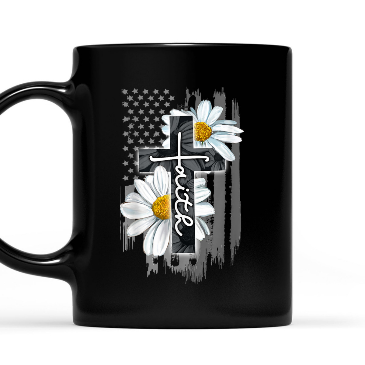Faith American Flag Daisy Christian Faith Jesus God Lover T-Shirt